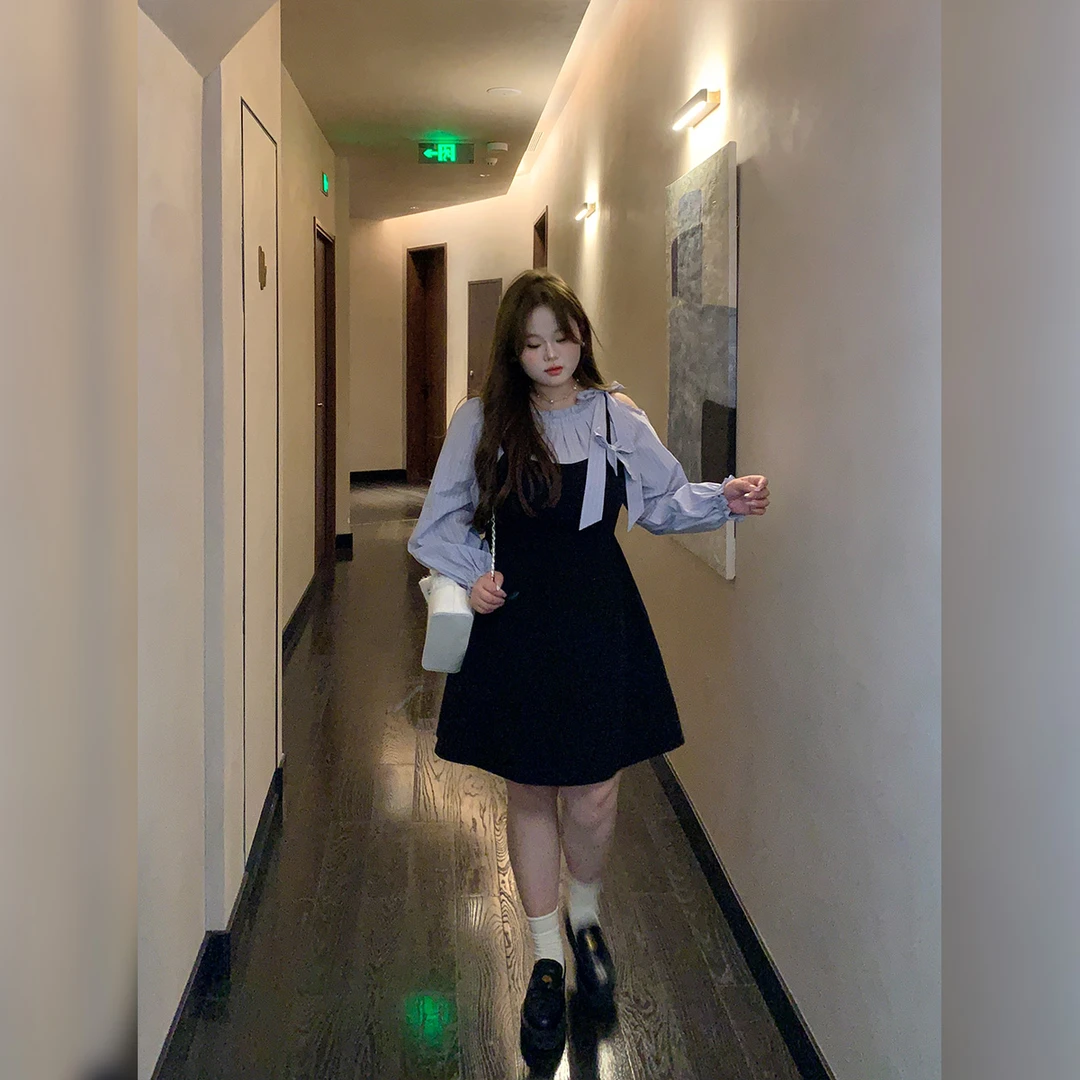 徐达布【吸律动弛】大码连衣裙女微胖新款秋季高级裙子L37545C53