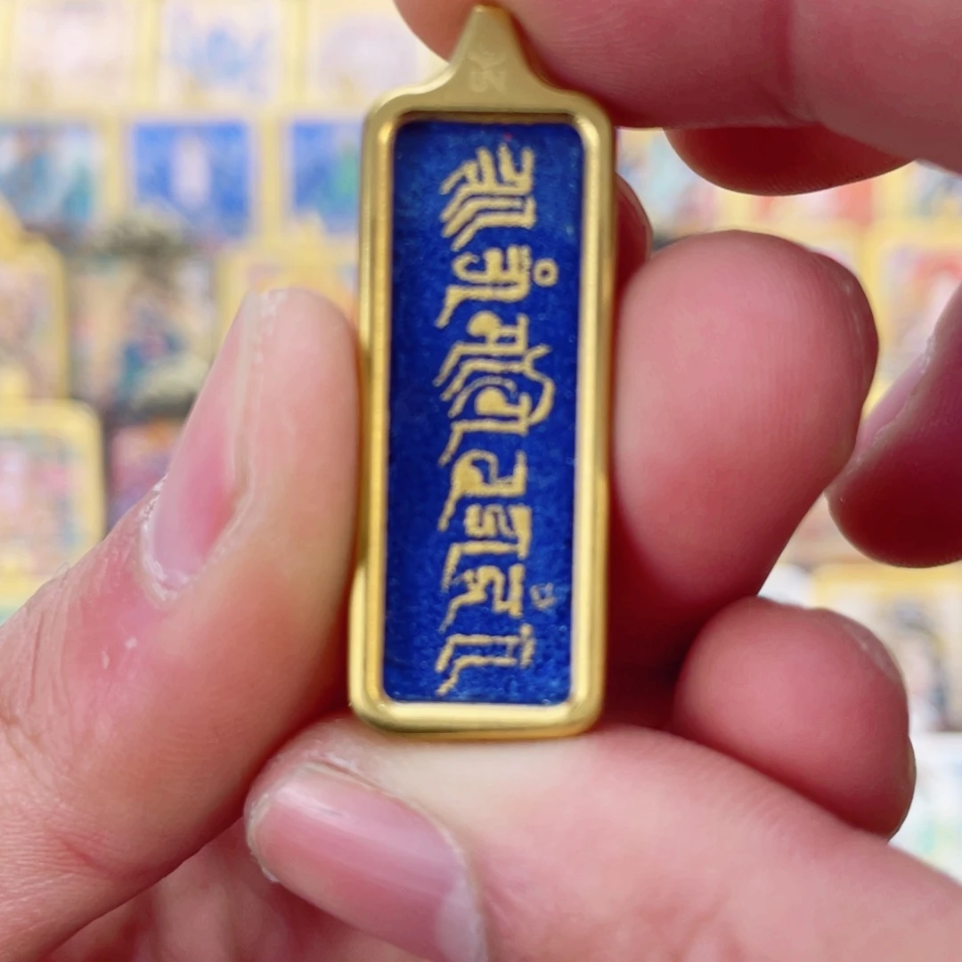 吊坠纯手绘唐卡金条经文药师