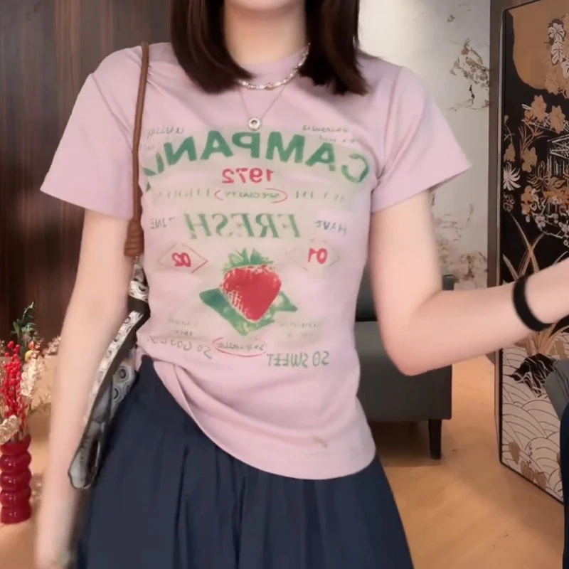 2025新款春夏草莓短袖T恤上衣LK2502310