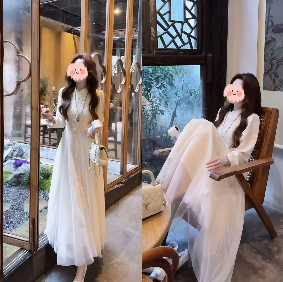 《三生三世•白浅》秋季新款新中式古典小众旗袍连衣裙/仙气开衫套装