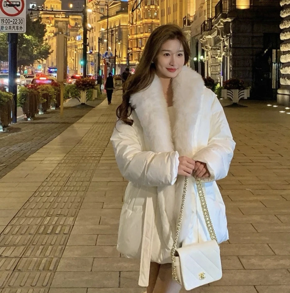 气质时尚高端女士狐狸毛保暖鹅绒服显瘦韩版外套