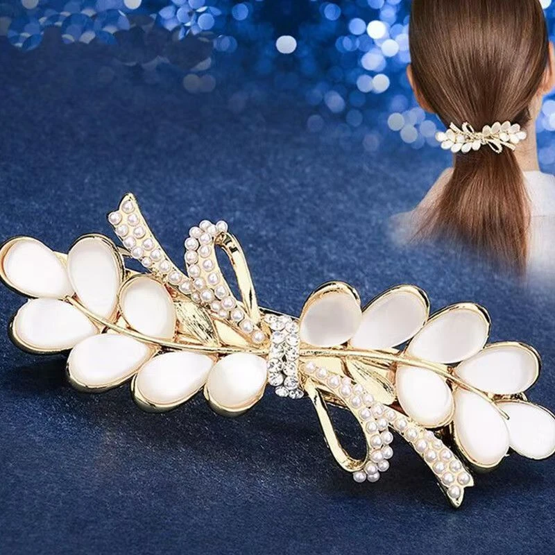 发夹妈妈款优雅大气轻奢编发半扎发弹簧夹高级精致一字夹百搭发饰