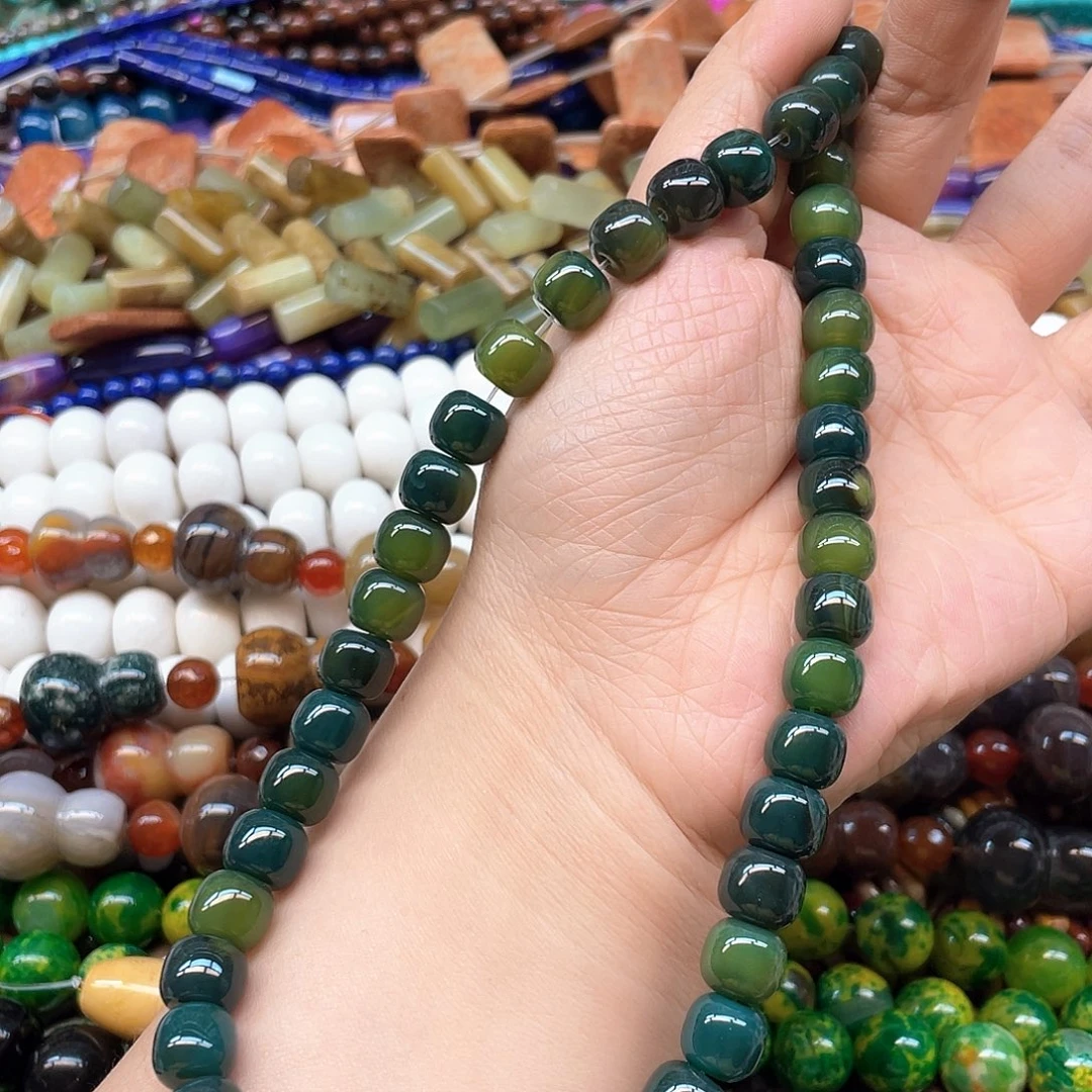 玛瑙/玉髓合金珠宝半成品孔雀绿玛瑙老型卡10一条