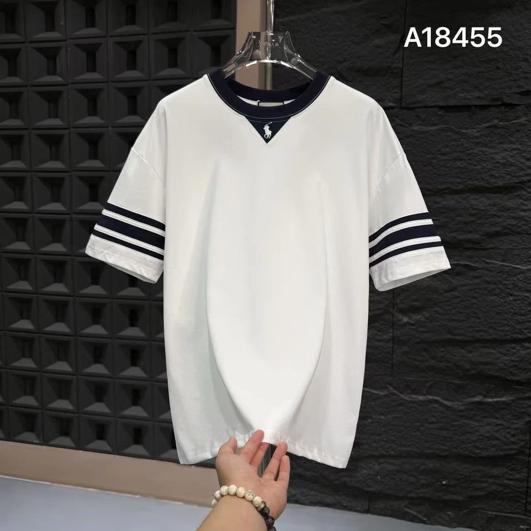 HI-A18455-夏季新款奢潮刺绣男士短袖t恤潮流时尚圆领休闲