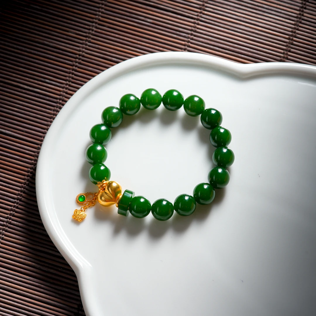 『博姐臻选』·碧华莲丨和田玉老料18K金传世级手串约11mm*S6394