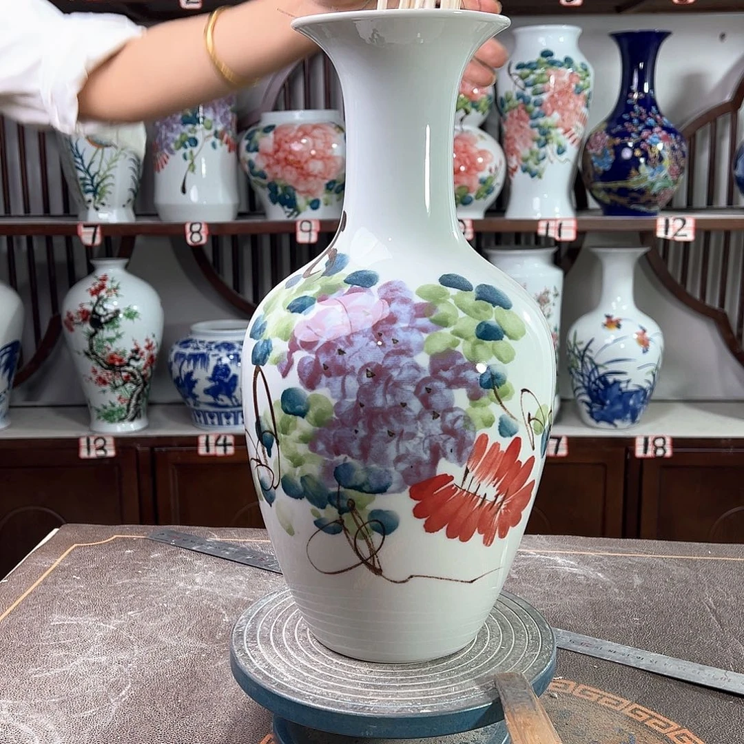 摆件景德镇陶瓷棒紫藤