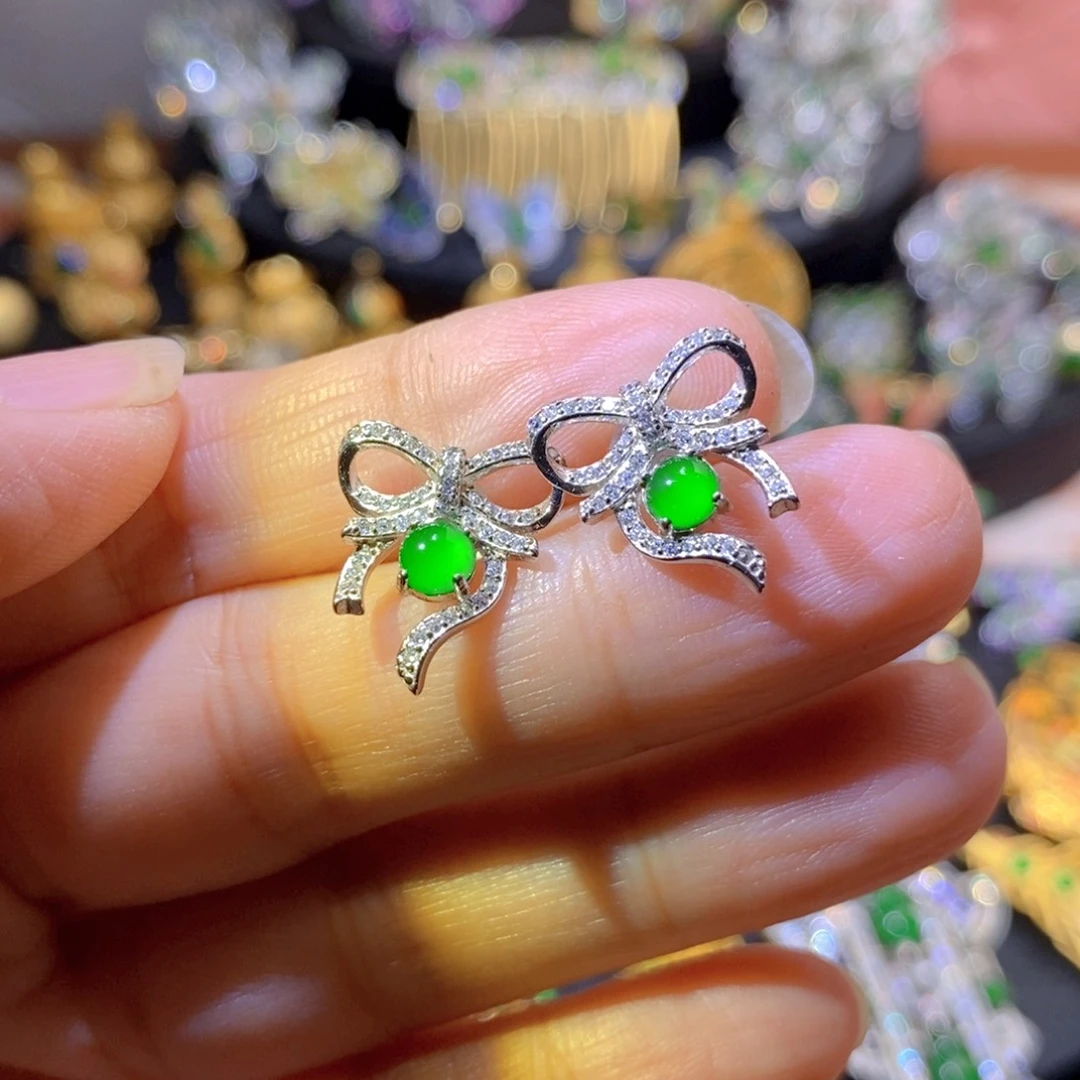 吊坠(不含链)银S925镶嵌翡翠