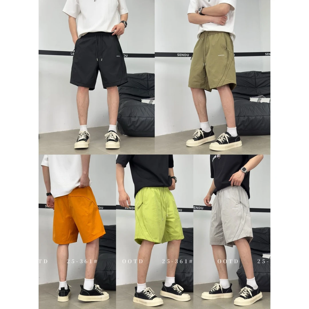 夏季出游季高级纯色情侣感叠层宽松潮流短裤Z-25-361