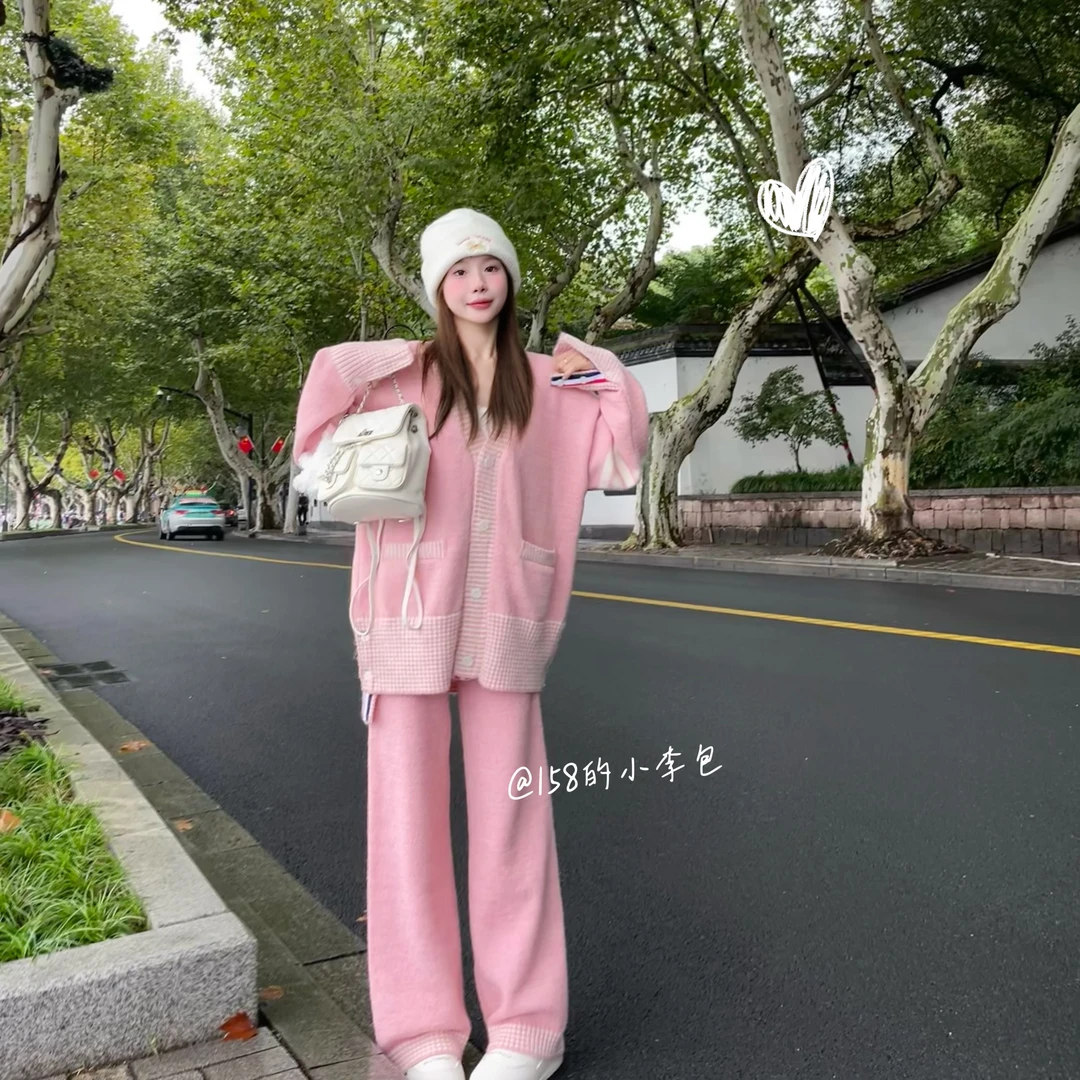 清仓款【莱茵河畔】秋冬慵懒风休闲针织套装时尚宽松显瘦两件套毛衣