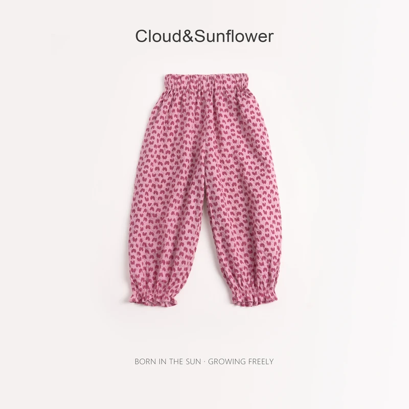 女童夏季满印蝴蝶束脚休闲裤660893