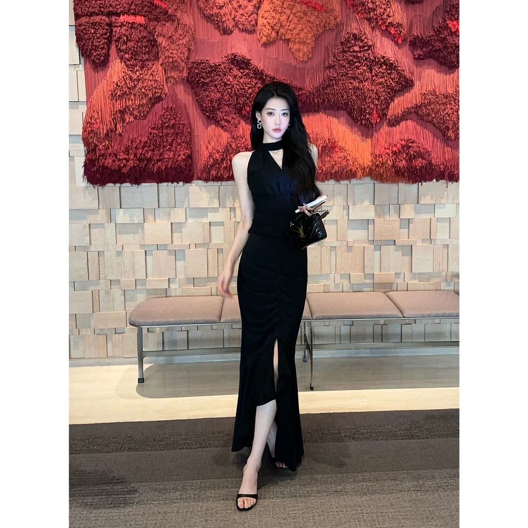 JIJINQI荷叶边鱼尾裙女修身时髦气质下摆开叉半身裙  JD03BZXL620