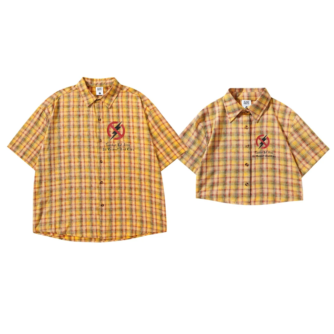 甜酷风黄色格子情侣衬衫SH698（No退换）