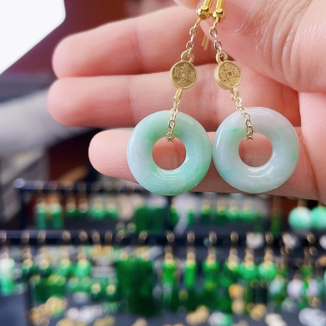 翡翠未镶嵌耳饰饰品