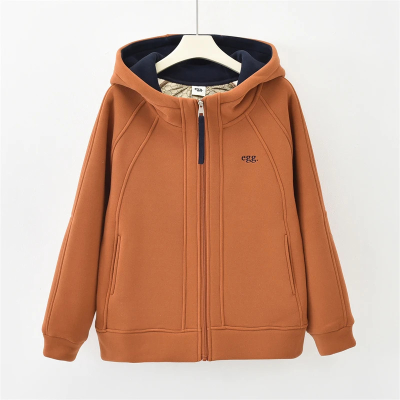 NXH-「休闲外套」2024加绒冬季女新款防风撞色连帽外套K-K1083