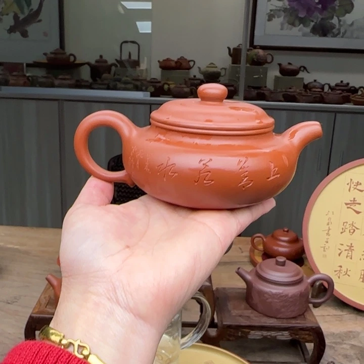 大***猴紫砂茶壶红泥夫妻双工作品