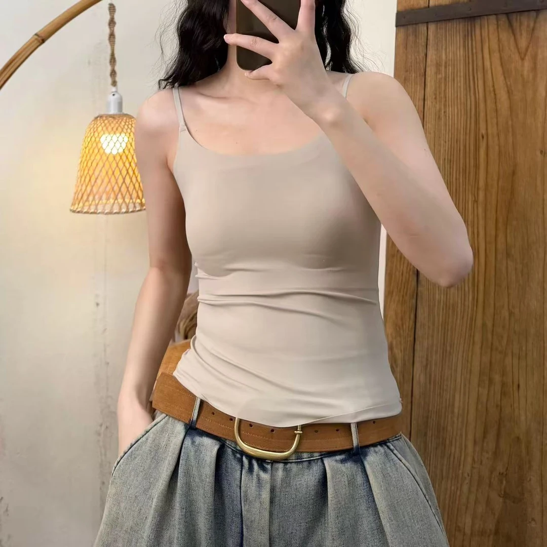 素格【007】2025夏季新款休闲百搭固定杯无痕吊带背心