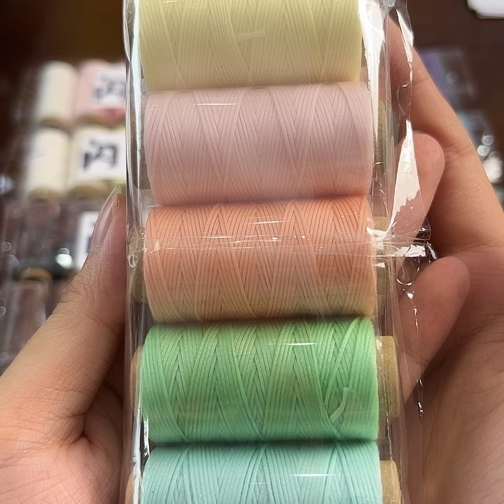 棉0.8纯色扁蜡线（5卷图片色）马卡龙色系