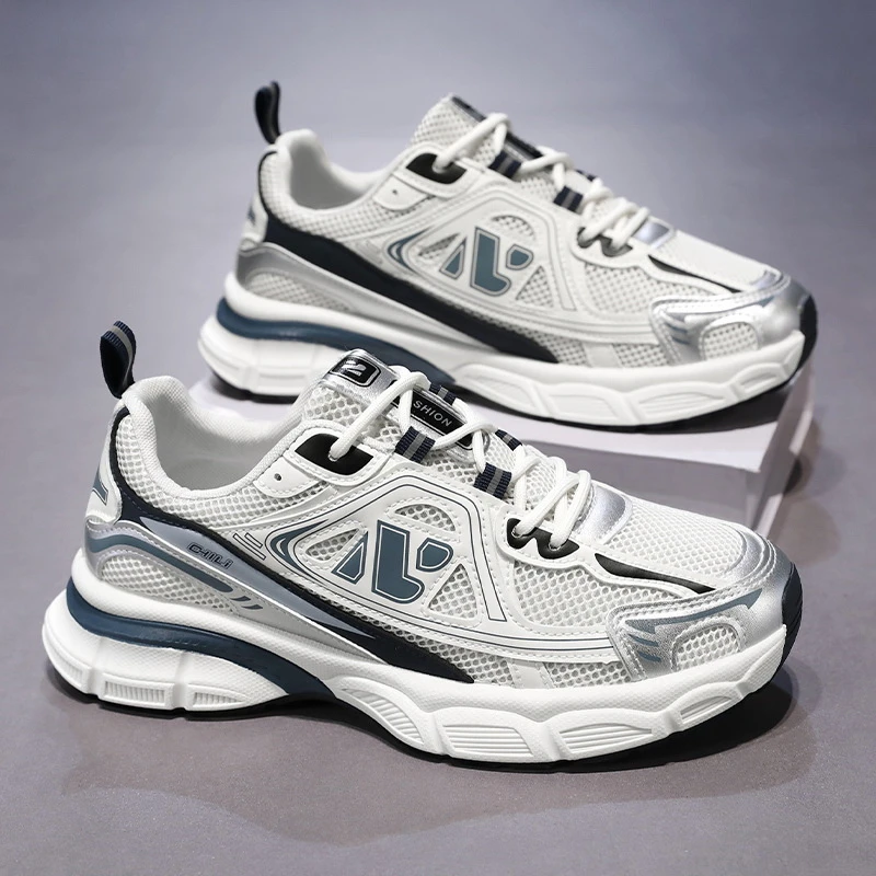 夏季男鞋新款透气网面鞋子男士运动鞋潮流百搭厚底休闲跑步老爹鞋