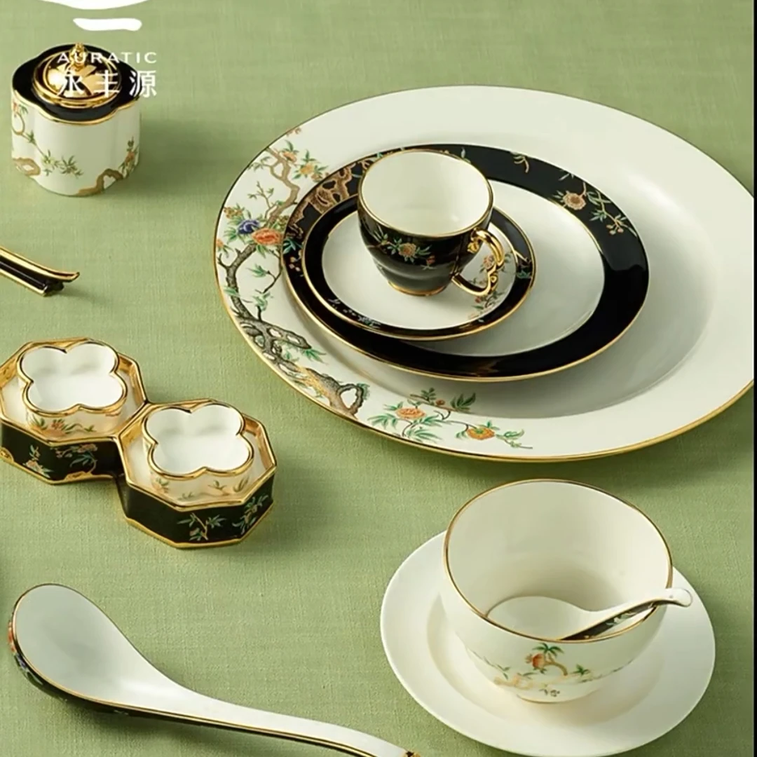 石榴家园【陶瓷餐具散件】轻奢骨碟/汤盘/筷子咖啡杯高档