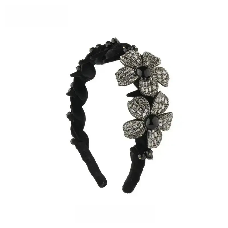 新款网纱烫钻高级感丝绒立体花卉轻奢发箍