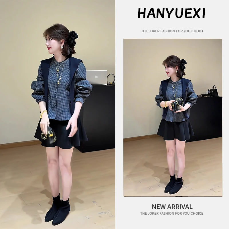 夏季一整套女装2025新款韩版休闲显瘦气质时尚长袖上衣短裙两件套