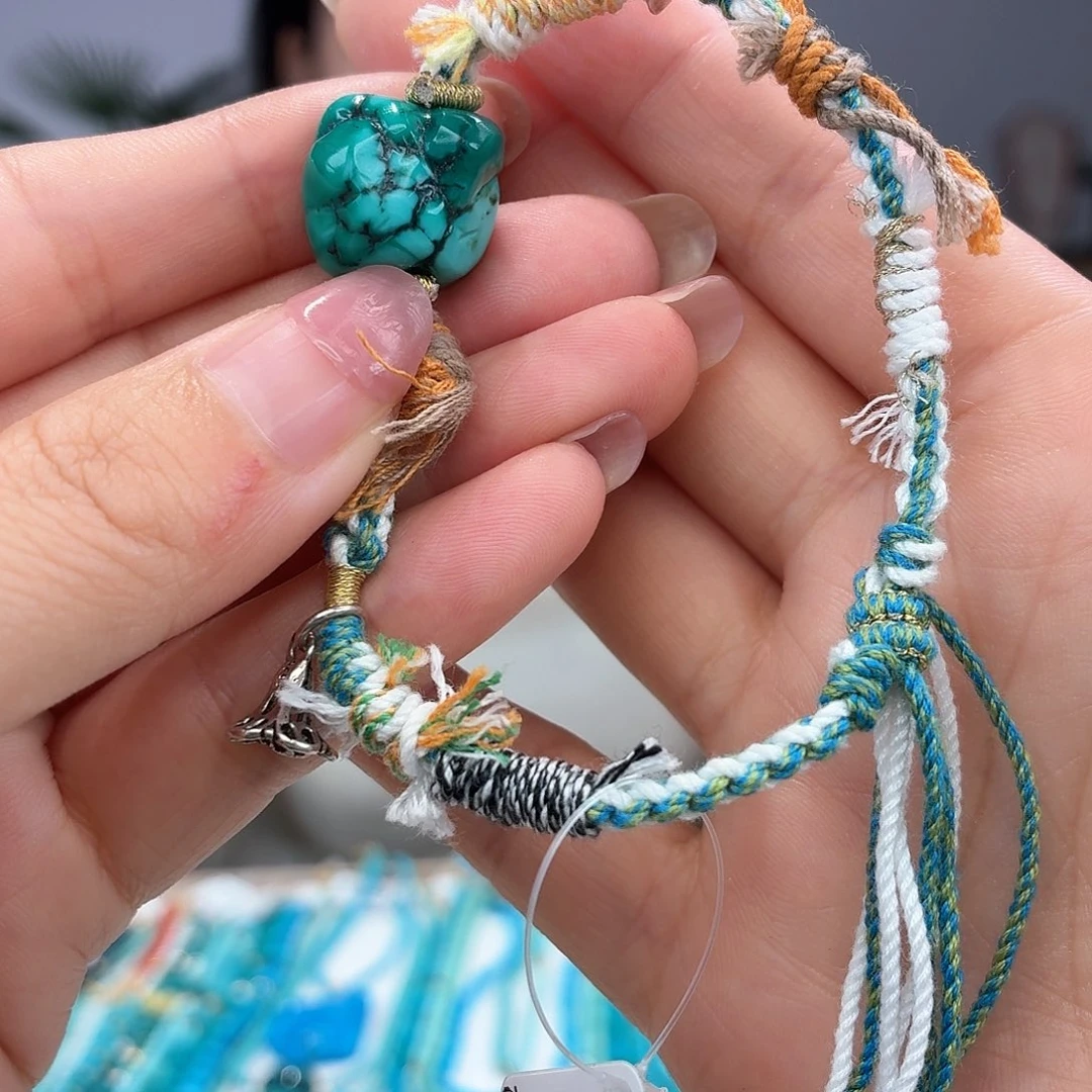 银S925镀金镶嵌绿松石手链