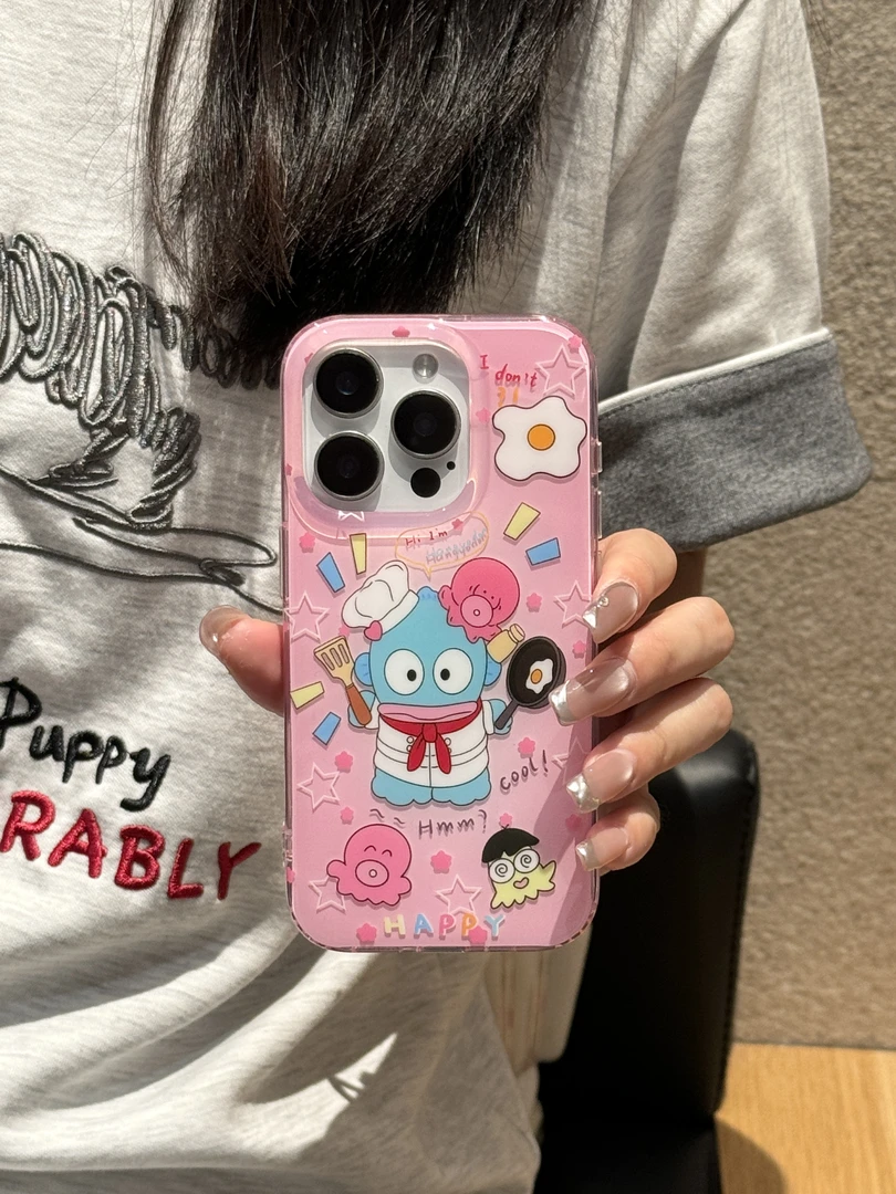 卡通粉色小丑鱼适用苹果16promax手机壳iphone15全包防摔双层新款