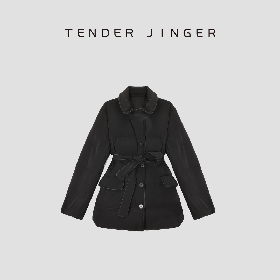 Tender Jinger|线下专供 西装领重工拼皮肤感羽绒服T54SHC50235