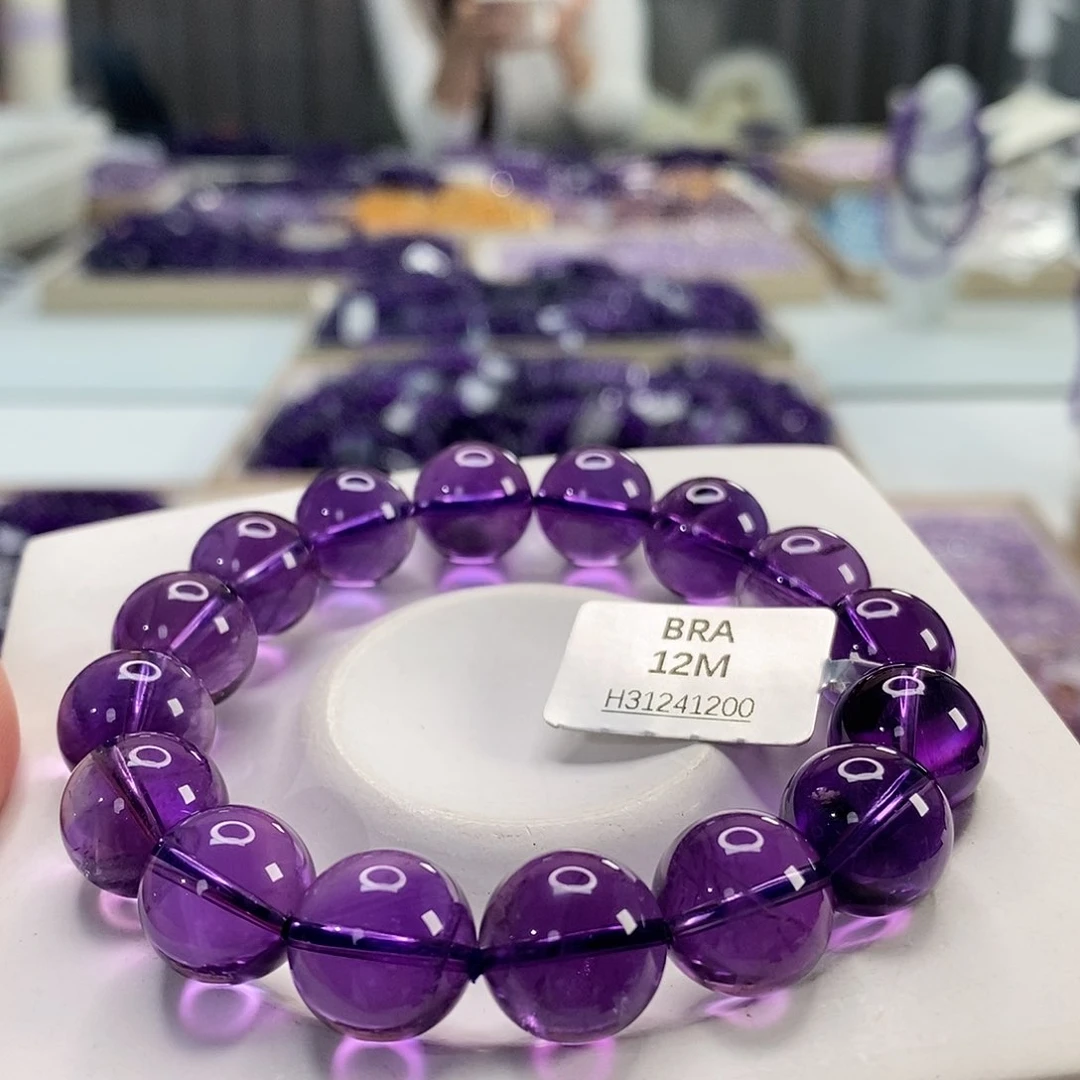 未镶嵌手串水晶巴西紫水晶12M