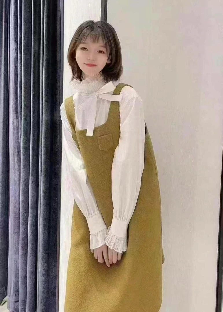 不支持退换/秋季法式慵懒优雅赫本显瘦毛呢吊带连衣裙5500373