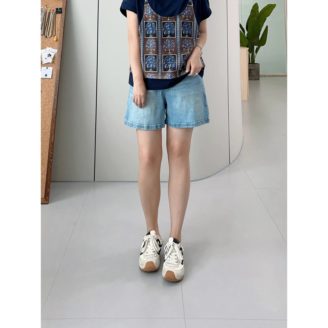 微胖女装【人鱼湾短裤】夏季四分牛仔裤显瘦显腿长短裤6308