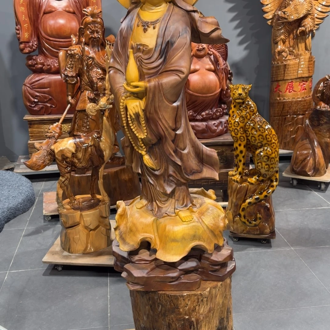 借****木香樟木实木雕刻菩萨加木桩