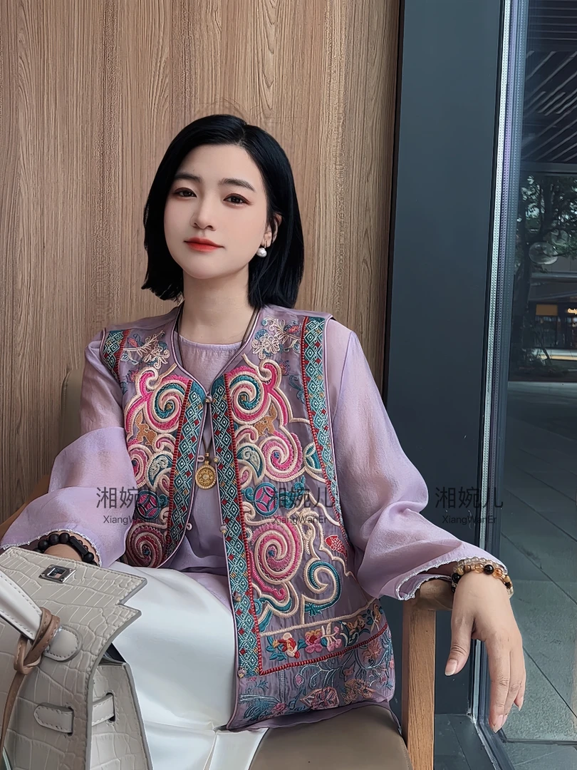 2025夏季新款『花朝』新中式国风圆领精致百搭高级刺绣款马甲上衣女