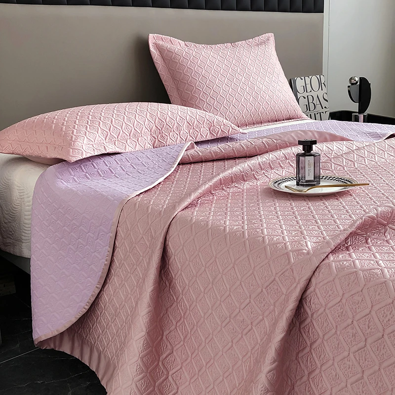 夏天高端纯色欧式60s天丝床盖三件套大尺寸莱赛尔加厚绗缝床单