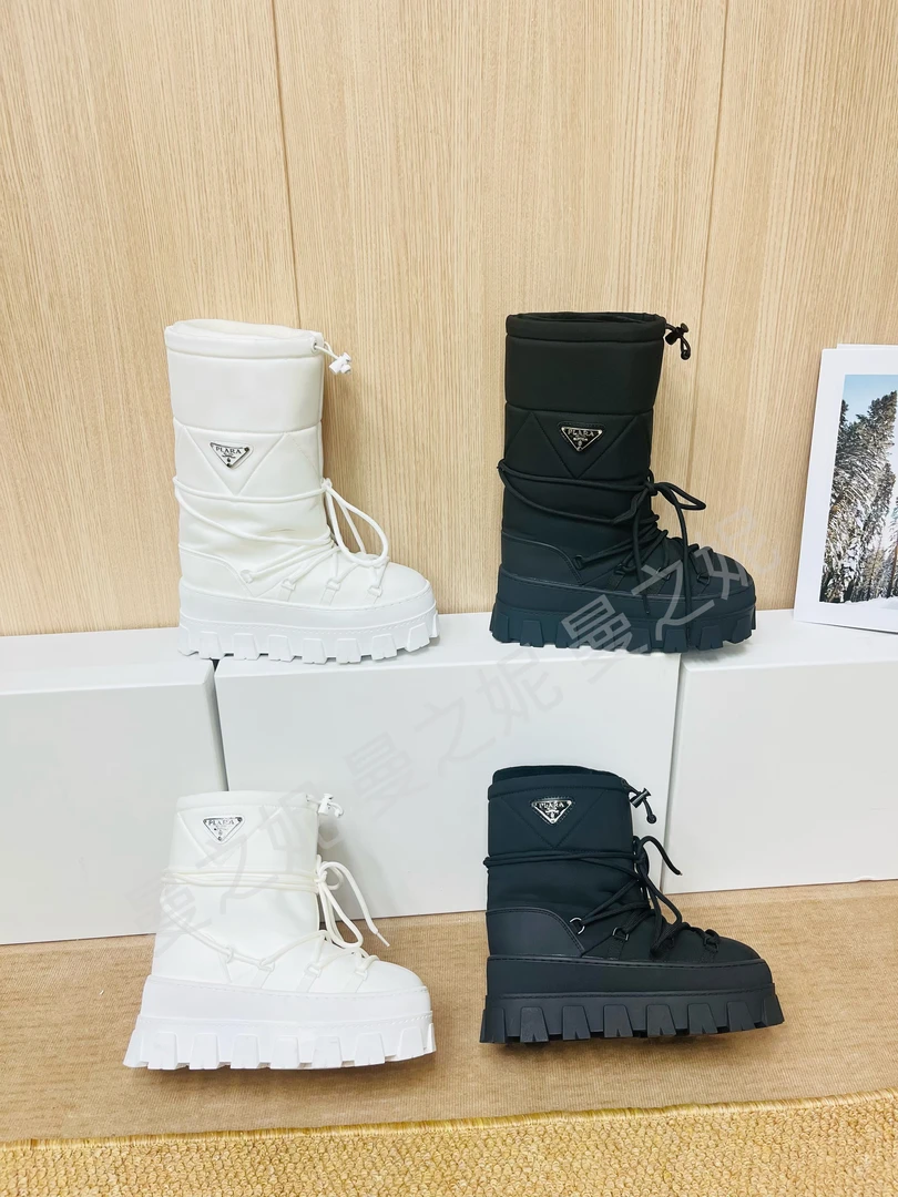 2025冬季新款厚底7公分雪地靴女防水面料 加厚保暖防滑耐磨中筒靴