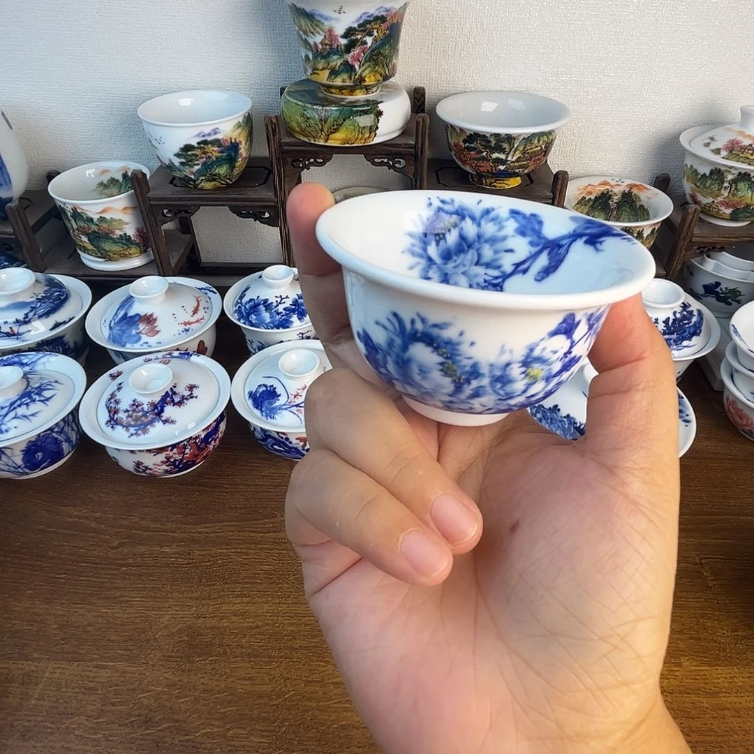 忠意堂釉下彩牡丹