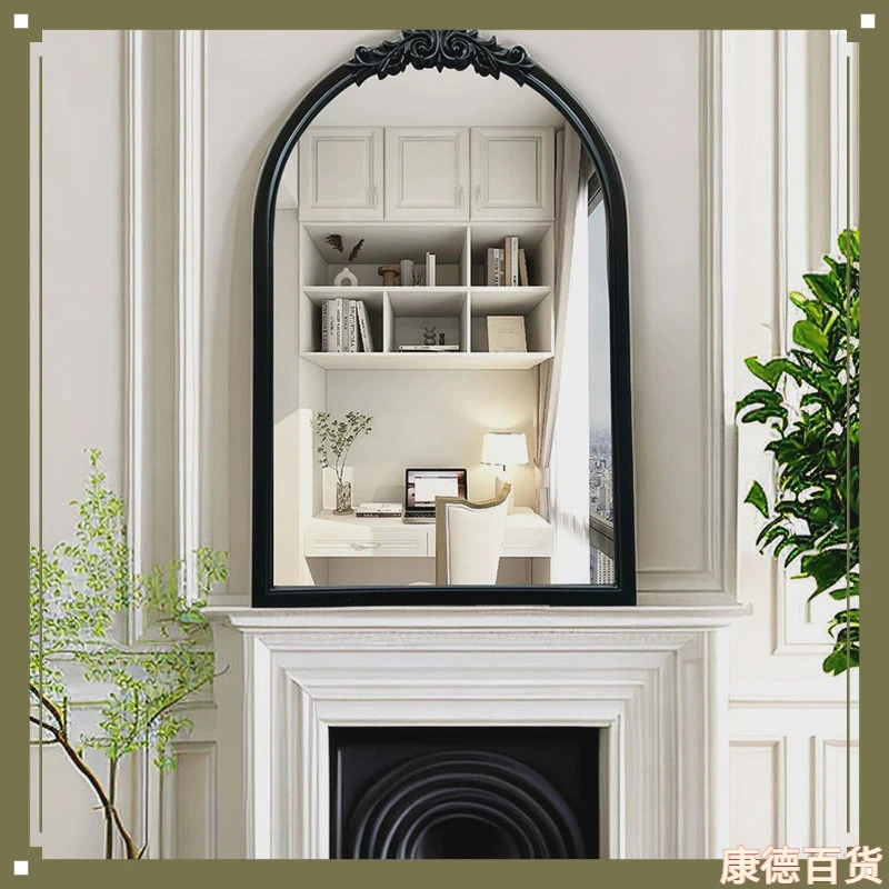法式中古风卫生间壁挂镜子智能浴室镜卧室梳妆台化妆镜壁炉装饰镜