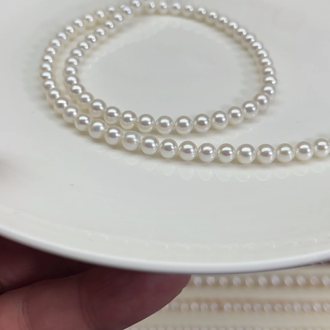 银S925镶嵌淡水珍珠项链4/4.5毫米