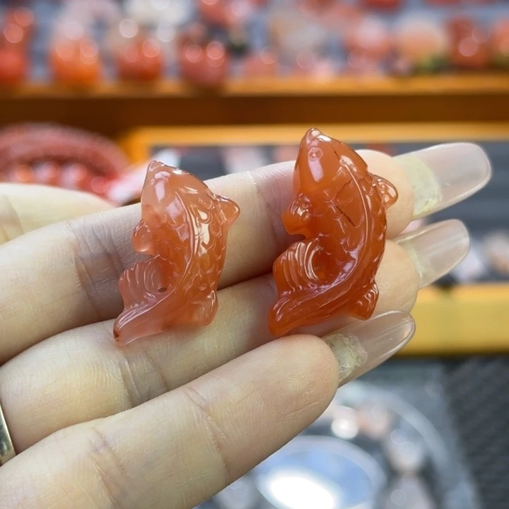 来***娃南红玛瑙未镶嵌珠宝半成品锦鲤1