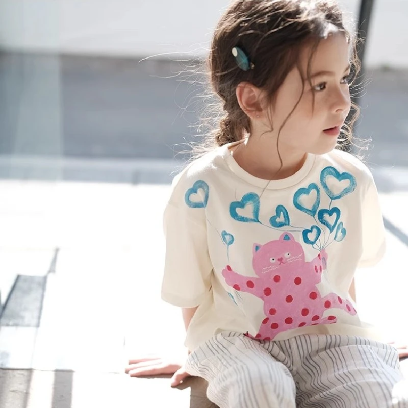 韩版童装女童短袖T恤2025夏季新款女宝宝可爱卡通印花半袖上衣潮