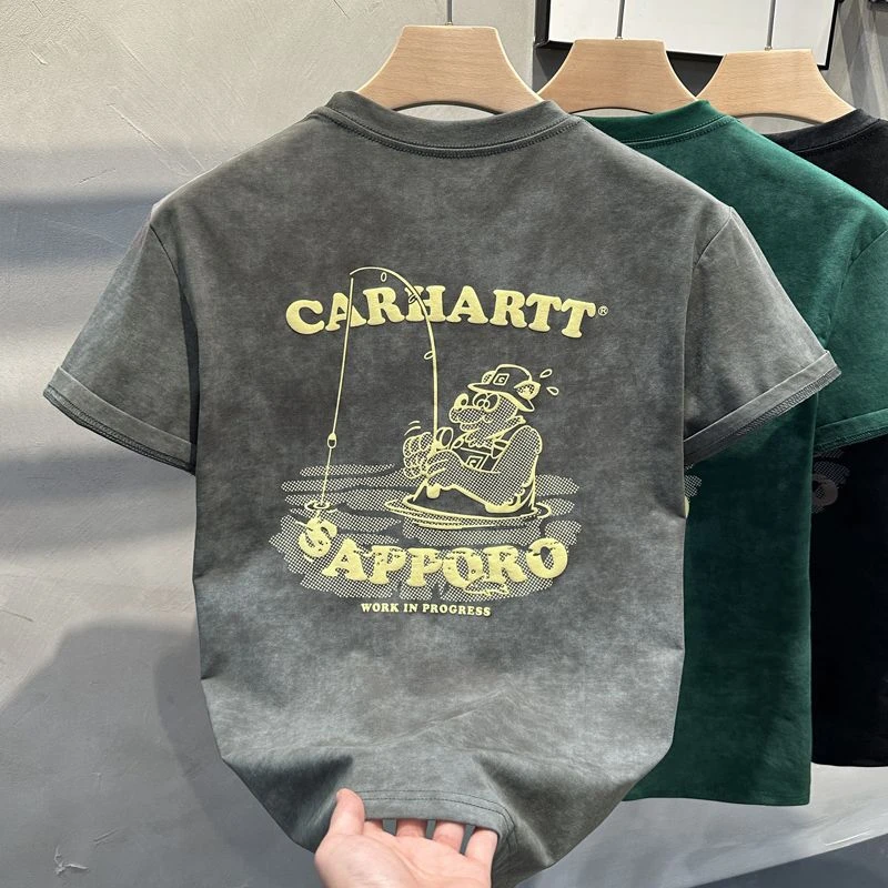 透气韩版男士印花潮流体恤夏季短袖圆领百搭潮酷半袖宽松