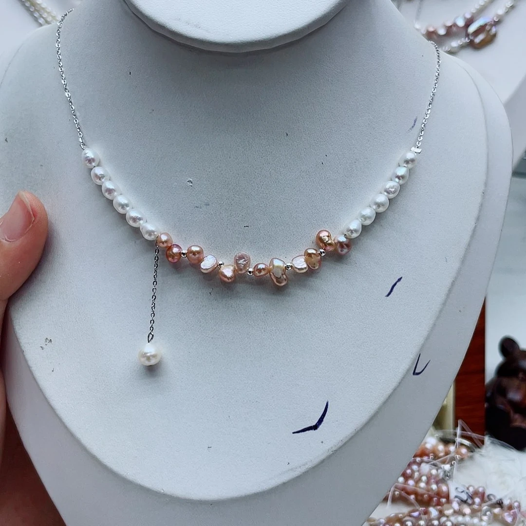 颈饰银S925镶嵌淡水珍珠