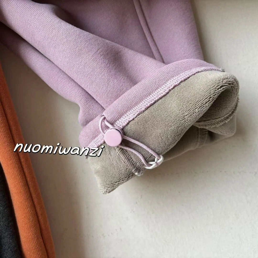 现货【换腰弯刀】儿童加绒侧边分割猪鼻扣收脚卫裤（冬款）WZJ-26629