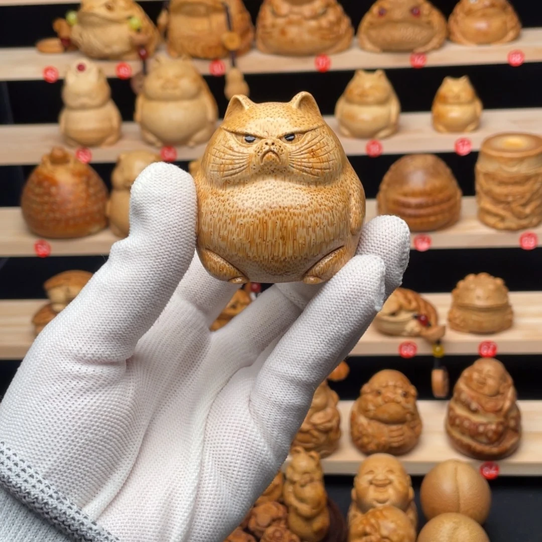 竹根雕 张念超 生气猫