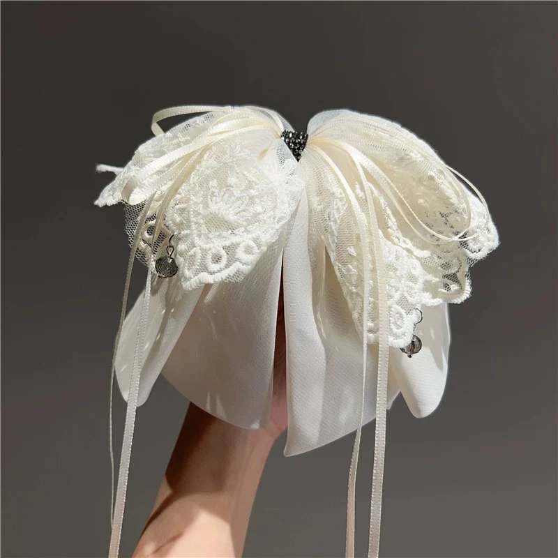 古今之恋新款布艺碎花蝴蝶结马尾抓夹后脑勺半扎发夹甜美头饰4413