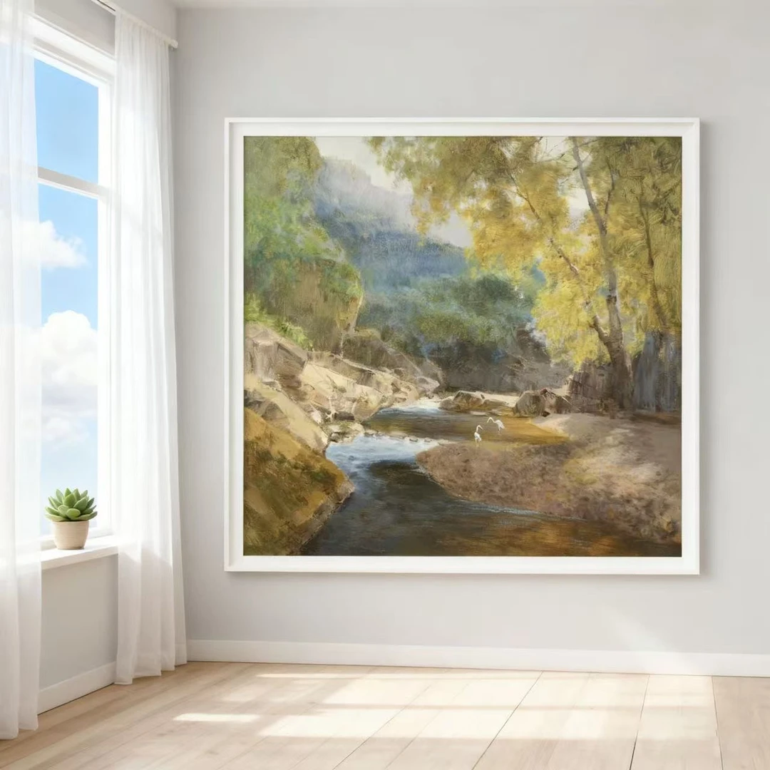 麦子油画｜山水风景写实油画 客厅办公书房装饰 手绘油画定制
