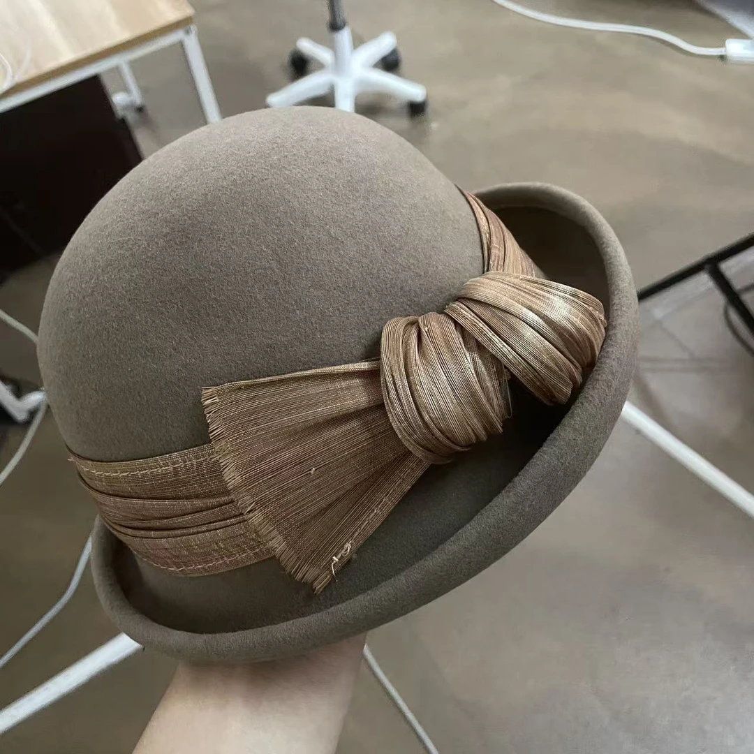 礼帽秋冬女时尚通勤无檐圆顶帽子女士休闲渔夫帽百搭