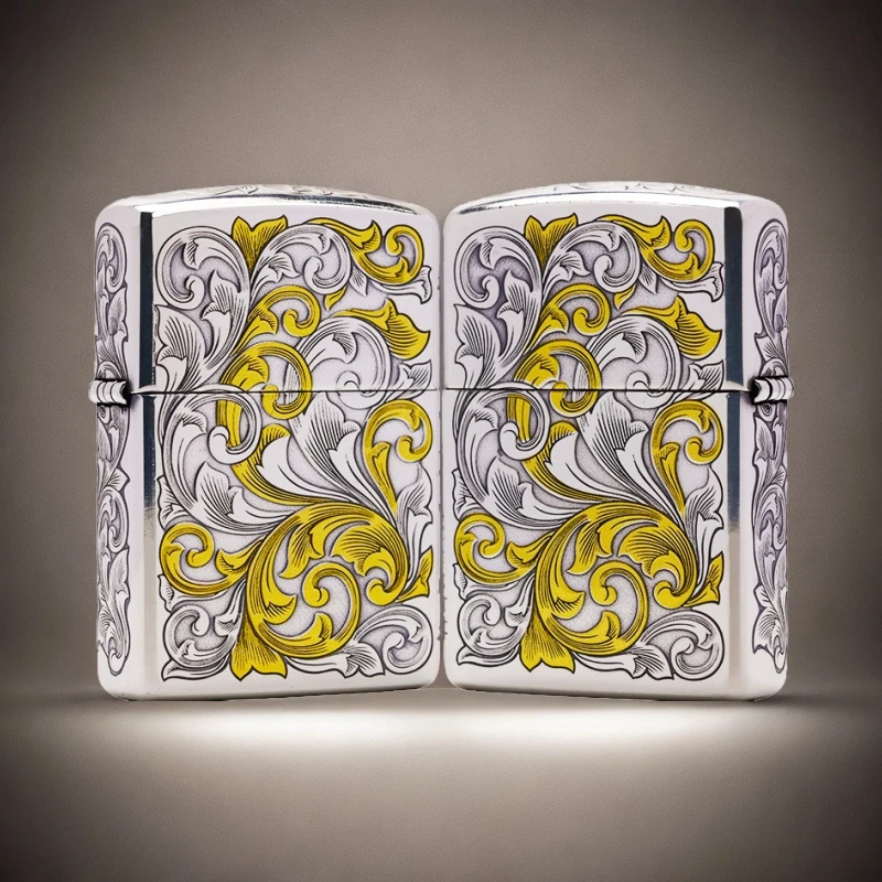 ZIPPO打火机正品/镀银镀金唐草花【凯亚】DYJ1