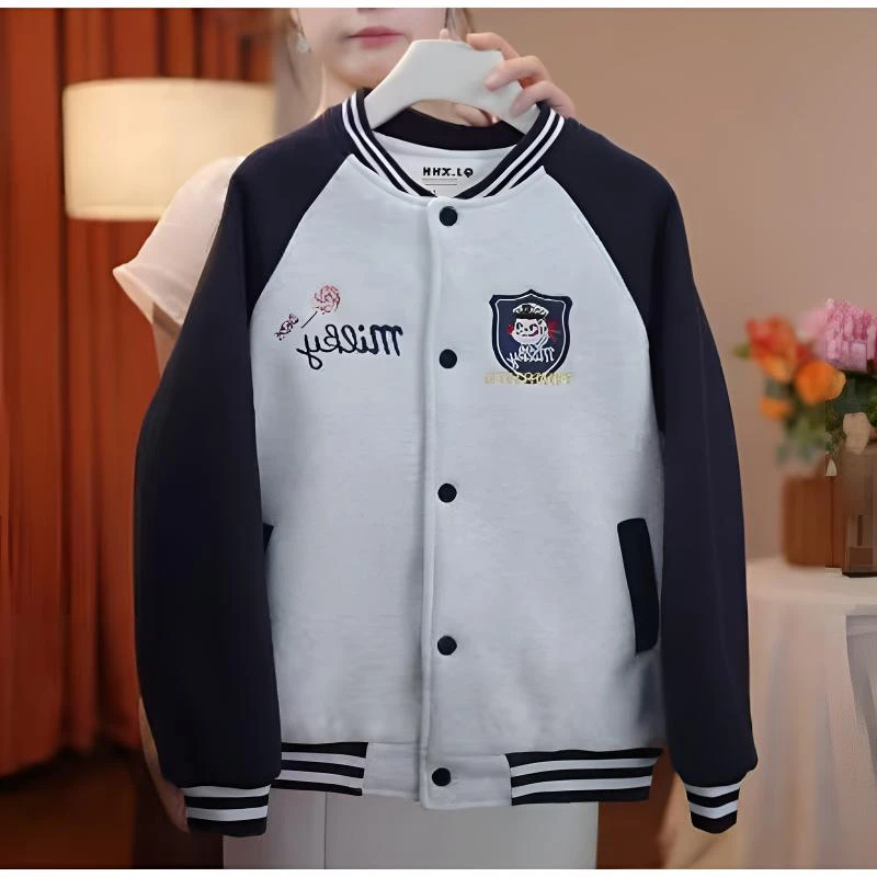 女童秋装外套2025新款洋气中大儿童休闲棒球服加棉季女孩开衫上衣