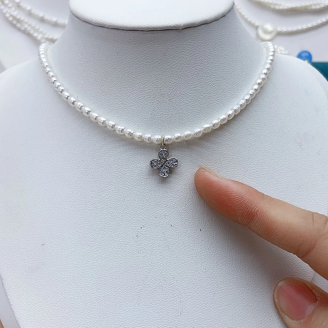 颈饰银S925镶嵌淡水珍珠